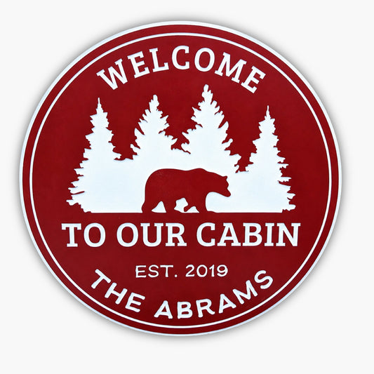 Personalized carved cabin sign for a lodge or family retreat