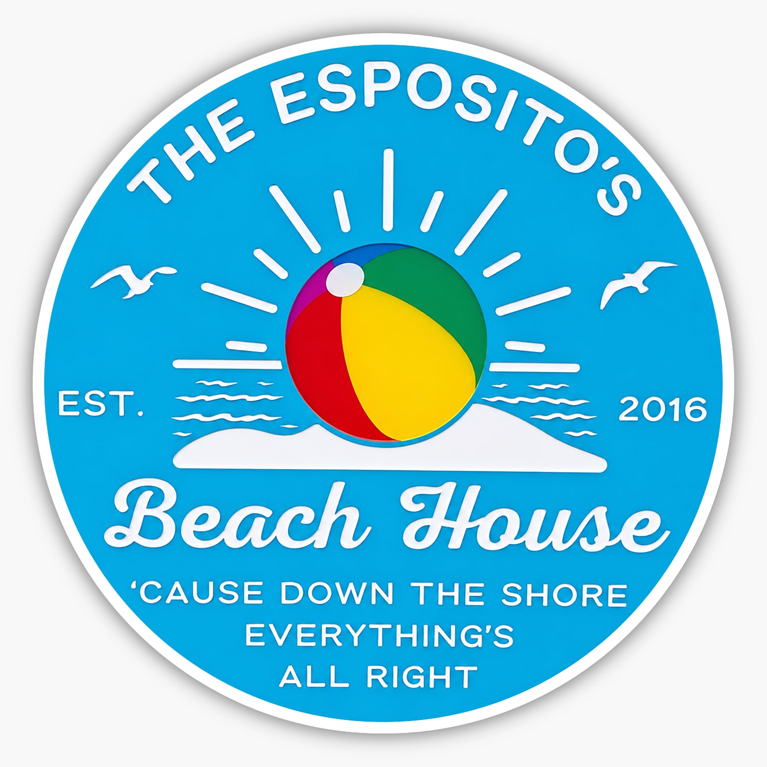 A sign that says the esposito 's beach house.