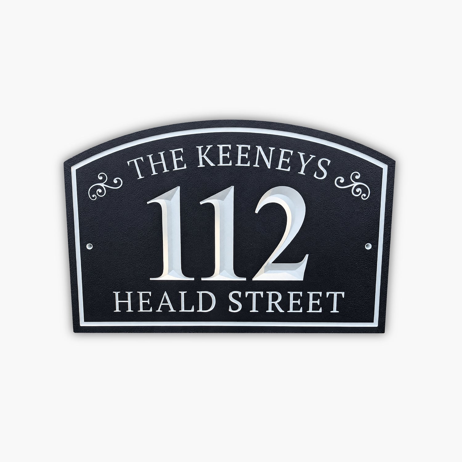 personalized black address sign
