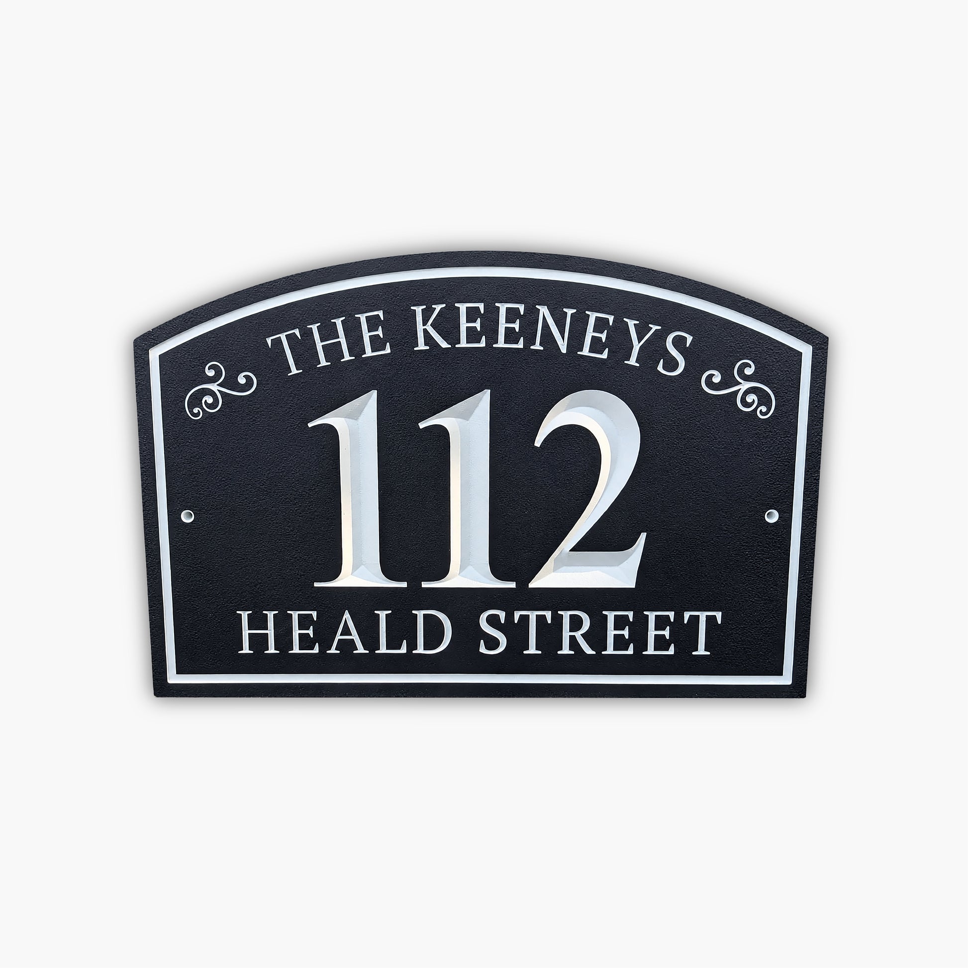 personalized black address sign