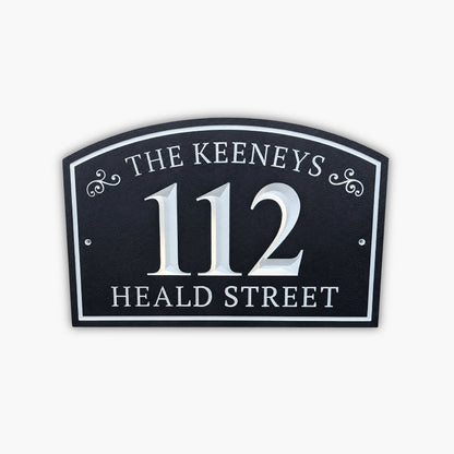 personalized black address sign